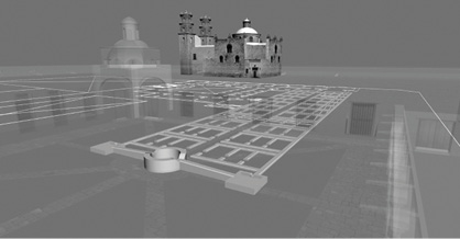 Detalle de la posible configuración de canales de riego de la huerta del hospital