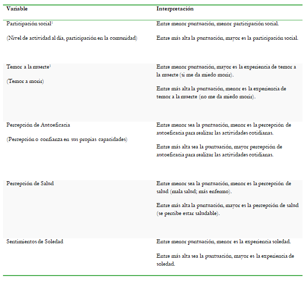 Interpretación de las
puntuaciones obtenidas de cada una de las variables y sus dimensiones que se
midieron en el estudio de investigación... continuación