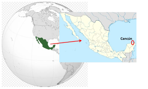 Mapa de localización de
Cancún.