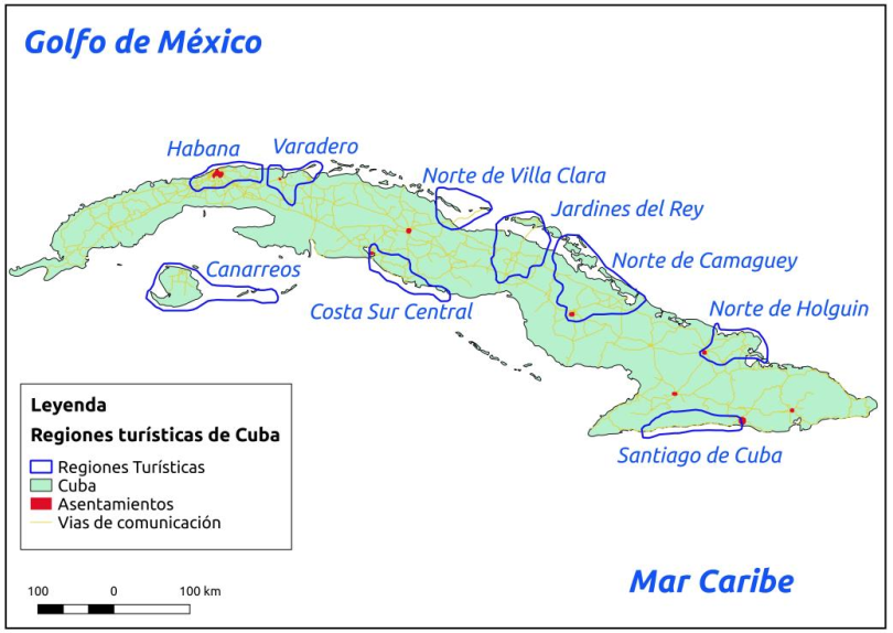 Regiones priorizadas para el desarrollo turístico actual y perspectivo en Cuba, 2018
