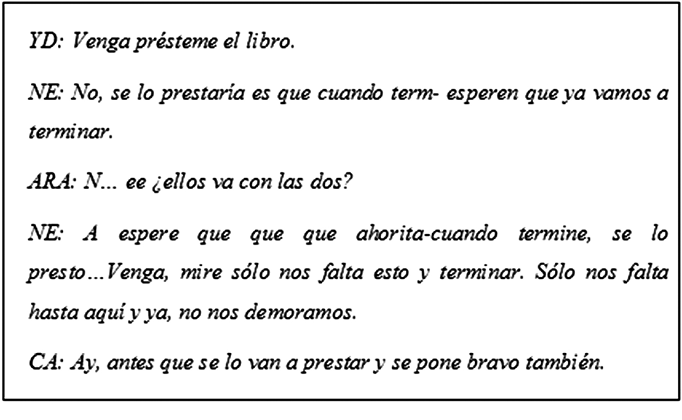 Categoría restricción-paráfrasis y aposición presentadas en fragmento de una transcripción
