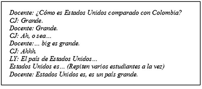 Categoría Experiencia en fragmento de una transcripción.
