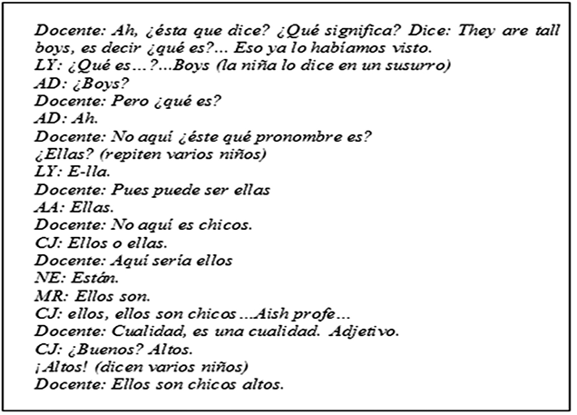  Categoría experiencia-intuición en fragmento de una transcripción.