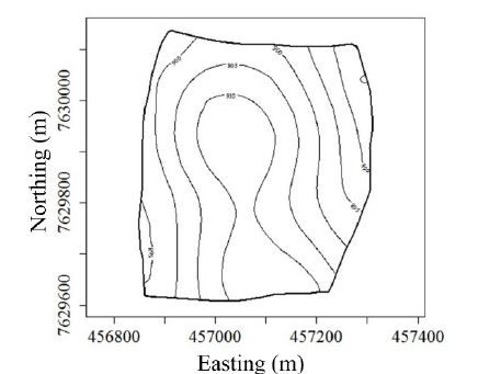 Planialtimetric map of the 22ha of the Brejão Farm.