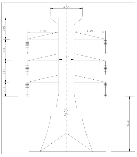 Geometría y dimensiones de las torres utilizadas para el
modelado de la línea