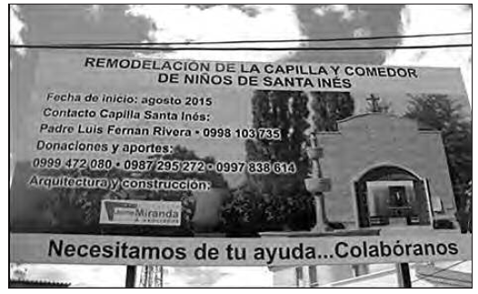 Cartel de solicitud de fondos
para la remodelación de la capilla de Santa Inés