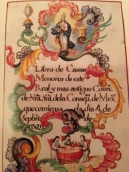 Portada de un libro perteneciente al convento concepcionista, 1762, 