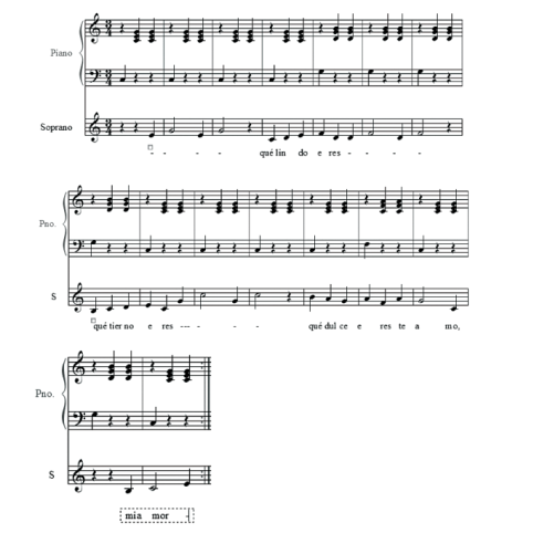 Primera canci&oacute;n del m&eacute;todo: Te amo, mi amor.