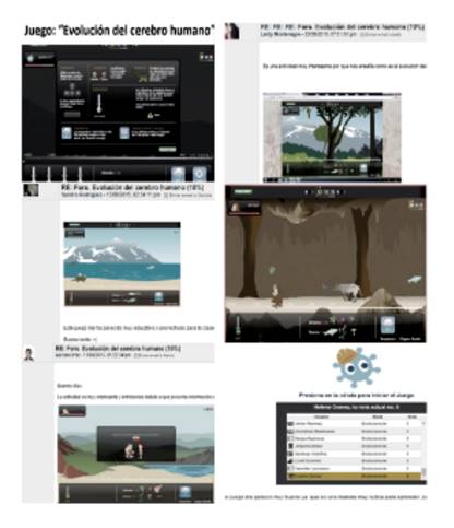 Evidencia del juego de evoluci&oacute;n de cerebro, una OVA interactiva y auto evaluable. Recopilaci&oacute;n de im&aacute;genes del aula