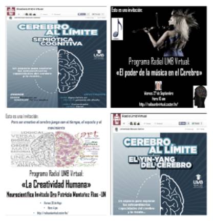 Evidencia de algunos programas de radio ofrecidos como estrategia acad&eacute;mica, para generar debates en los foros con posibilidad de participaci&oacute;n en directo. Recopilaci&oacute;n de im&aacute;genes del aula