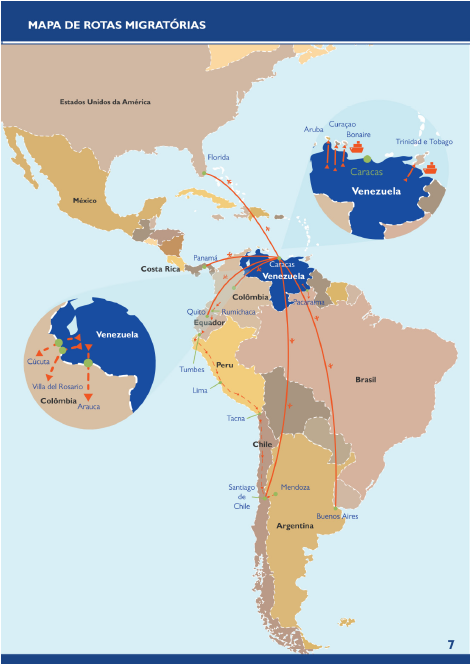 Mapa – Rotas da migrao venezuelana contempornea