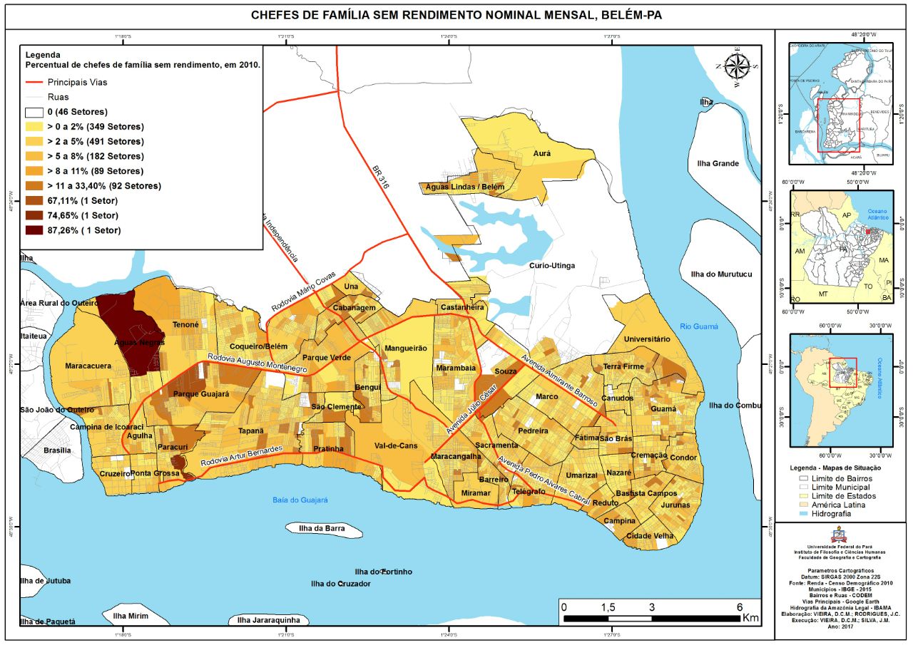 Figura 01 - Mapa de Belém: chefes de família sem rendimento