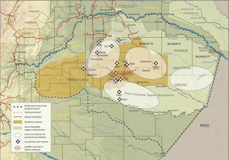 Principales áreas de encuentros violentos en territorio PIAV