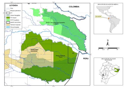 Localización del PNY en relación con las zonas intangibles y el territorio PIAV