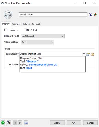 Configuración de las
propiedades del VisualTool.