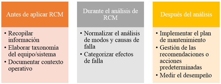 Pasos adicionales
propuestos para la metodología de RCM.