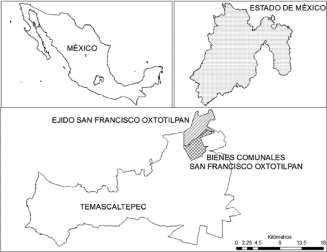 Ubicación del ejido San Francisco Oxtotilpan. 