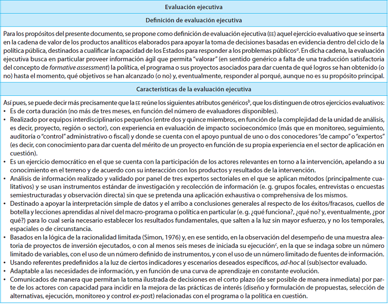 DEFINICI&Oacute;N DE EVALUACI&Oacute;N EJECUTIVA