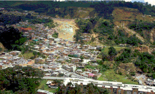 Urbanización en el extremo sur de la Reserva Natural de los Cerros Orientales de Bogotá