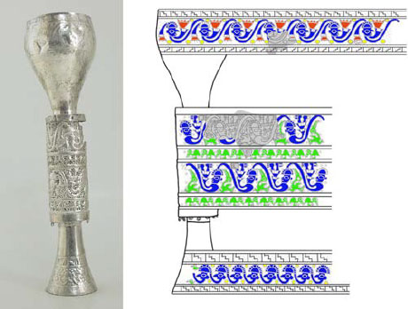 Copa de plata con escenas marinas resguardada en el Museo Larco de Lima (ML100809) 