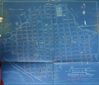 Plano del avance de las obras de saneamiento de la ciudad de Oaxaca, 1912.