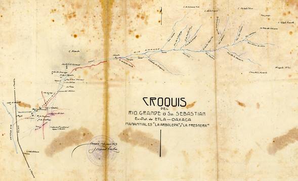Croquis del río San Agustín o San Sebastián.