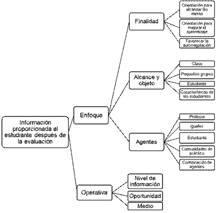Organizaci&oacute;n de la informaci&oacute;n proporcionada al estudiante a partir de la
evaluaci&oacute;n