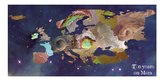 Mapa de Europa como resultado de aplicar imgenes tomadas por la Exo-Mars de la superficie marciana