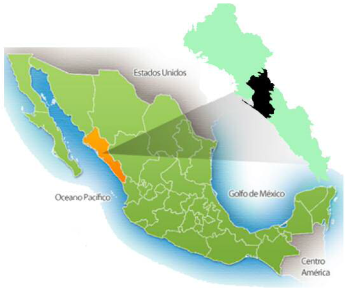 LOCALIZACI&Oacute;N DEL ESTADO DE SINALOA Y MUNICIPIO DE CULIAC&Aacute;N EN
M&Eacute;XICO.