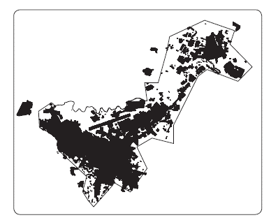Mapa &aacute;rea consolidada como per&iacute;odo post-terremoto. Fuente: Alcald&iacute;a de Popay&aacute;n, 2002