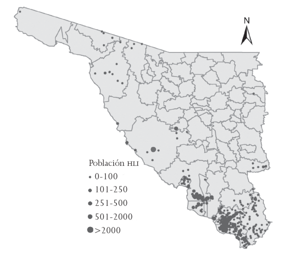 Poblaci&oacute;n de las localidades rurales ind&iacute;genas de Sonora