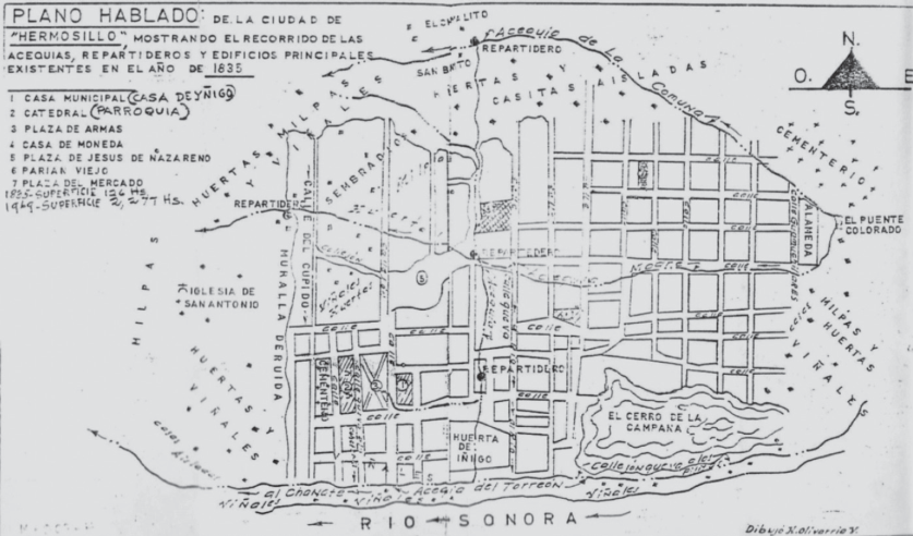 Plano hablado de la ciudad de Hermosillo, 1835