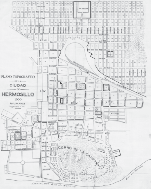 Plano topogr&aacute;fico del fundo legal de Hermosillo, 1900