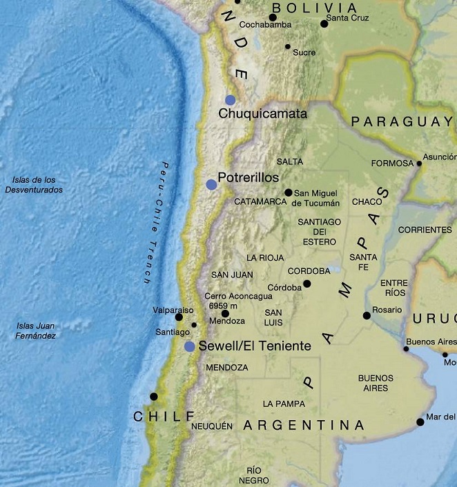 Principales minas de cobre en Chile