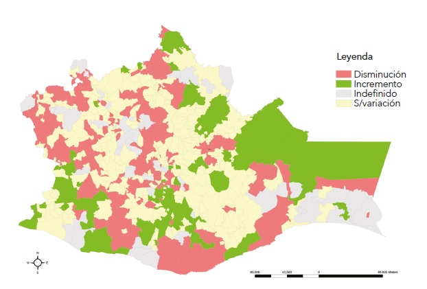 Variación municipal en el índice de actividad agrícola, Oaxaca, 2003-2019