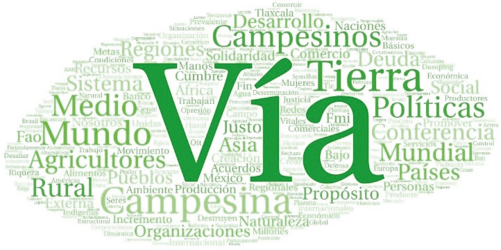 Nube sem&aacute;ntica sobre la Declaraci&oacute;n de Tlaxcala de V&iacute;a Campesina