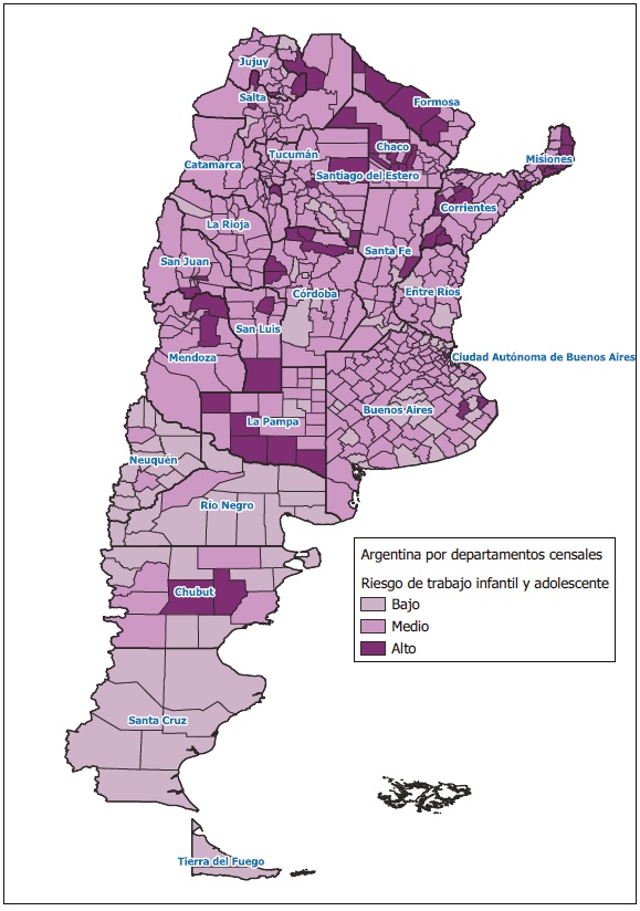 Trabajo infantil y adolescente seg&uacute;n grupos de riesgo