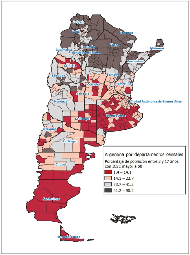Porcentaje de poblaci&oacute;n de entre 3 y 17 a&ntilde;os con puntaje de ICSE cr&iacute;tico (indicador de calidad socioecon&oacute;mica de la educaci&oacute;n)