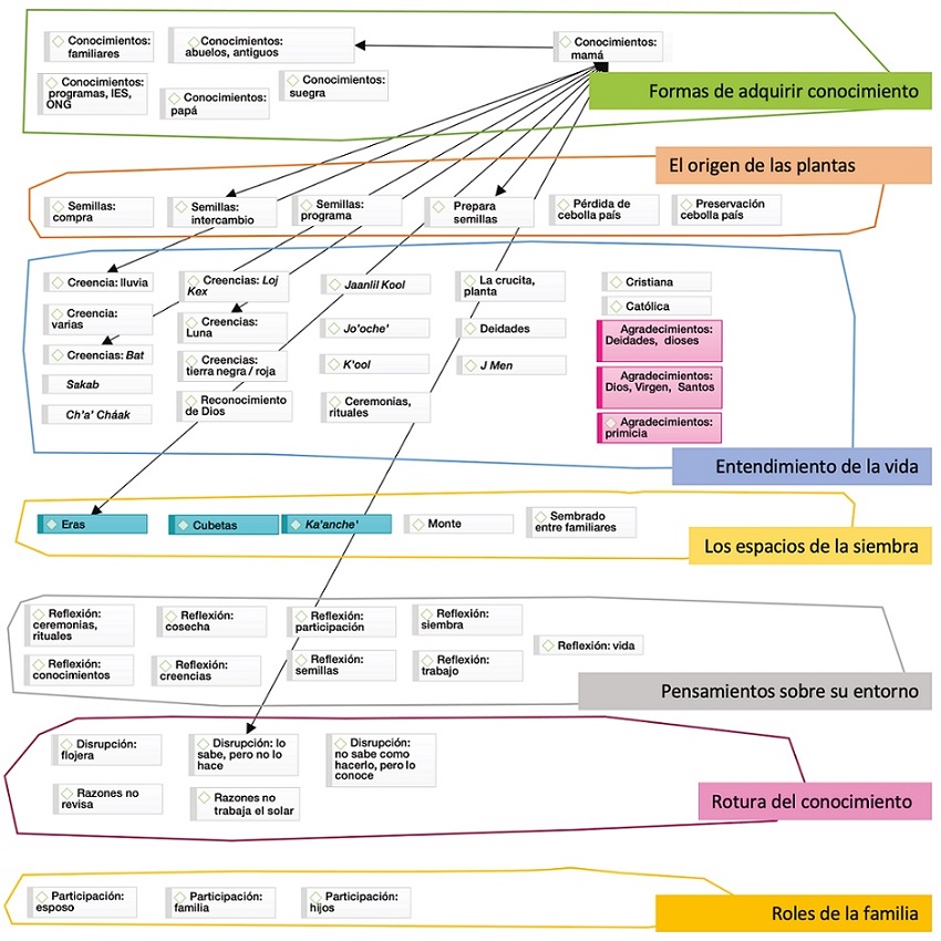 Categor&iacute;as anal&iacute;ticas creadas a partir de la informaci&oacute;n cualitativa registrada en los solares de Yaxunah, Yaxcab&aacute;, Yucat&aacute;n