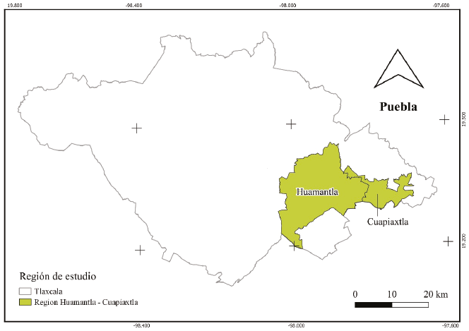Ubicación geográfica de la región Huamantla-Cuapiaxtla