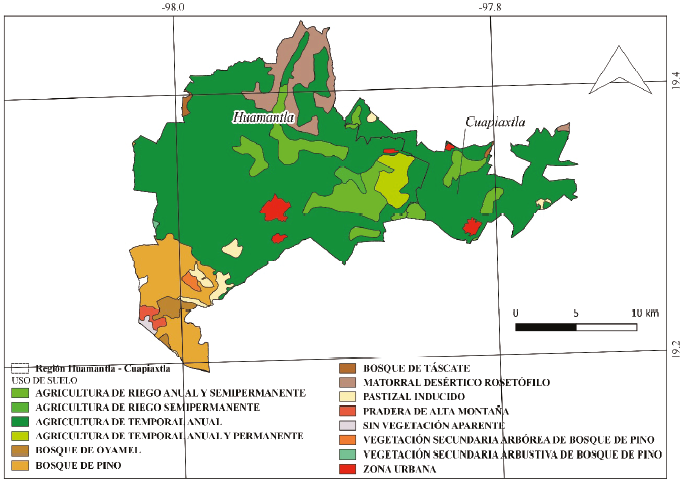 Uso de suelo en la región Huamantla-Cuapiaxtla