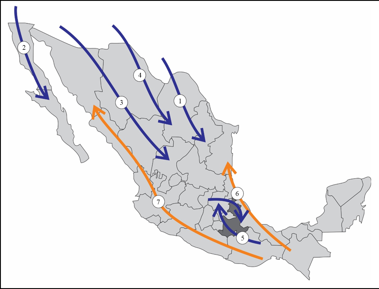 Mapa que muestra los corredores
biogeogr&aacute;ficos durante el Pleistoceno