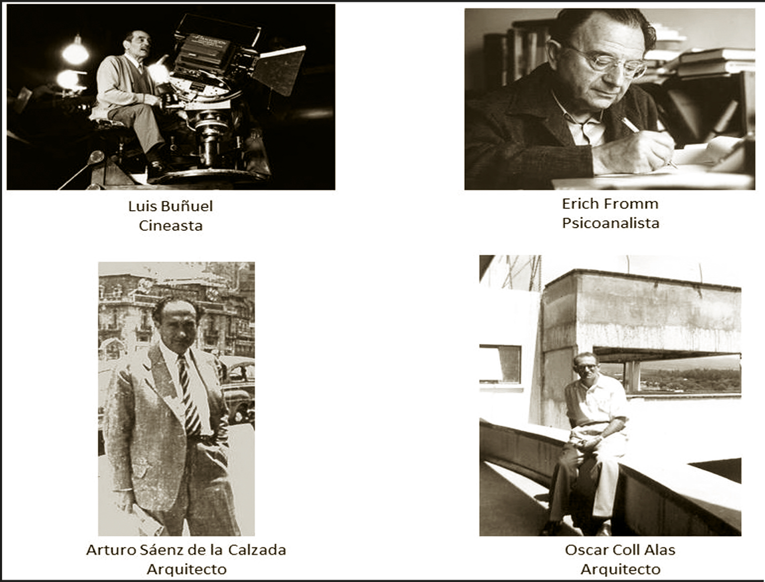 Imagen de Luis Bu&ntilde;uel, Erich Fromm, Arturo S&aacute;enz de la Calzada y Oscar Coll 