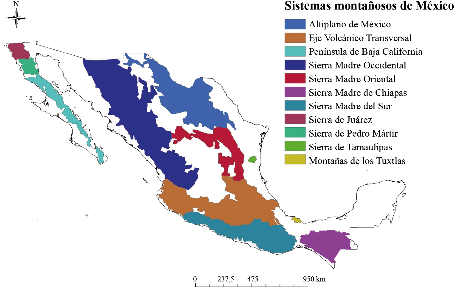 Ubicaci&oacute;n de las regiones monta&ntilde;osas de M&eacute;xico 