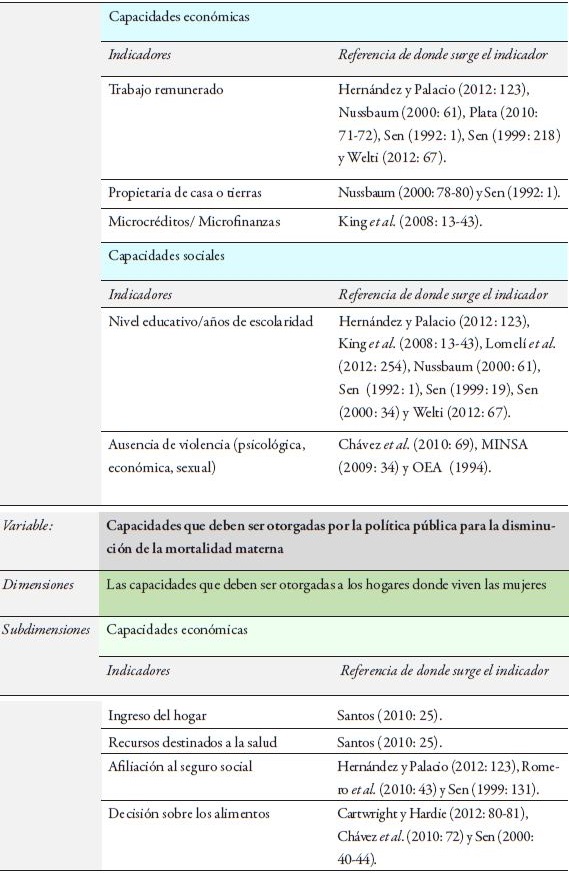 Marco metodol&oacute;gico para el an&aacute;lisis de las capacidades de salud materna.  Continuaci&oacute;n.