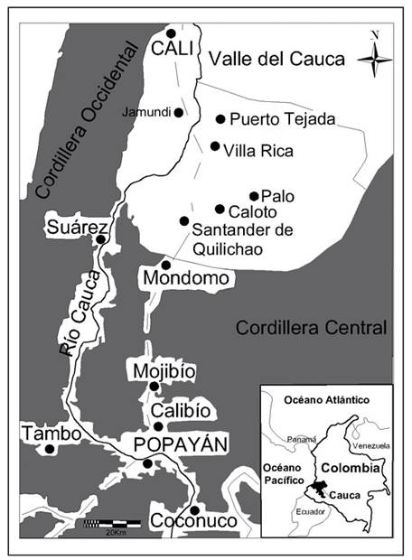 Sitios con presencia afro en Popay&aacute;n y norte del Cauca