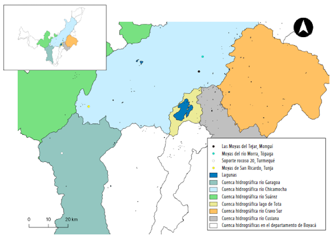 Presencia de cúpulas, lagunas y cuencas en los Andes orientales, Boyacá, Colombia