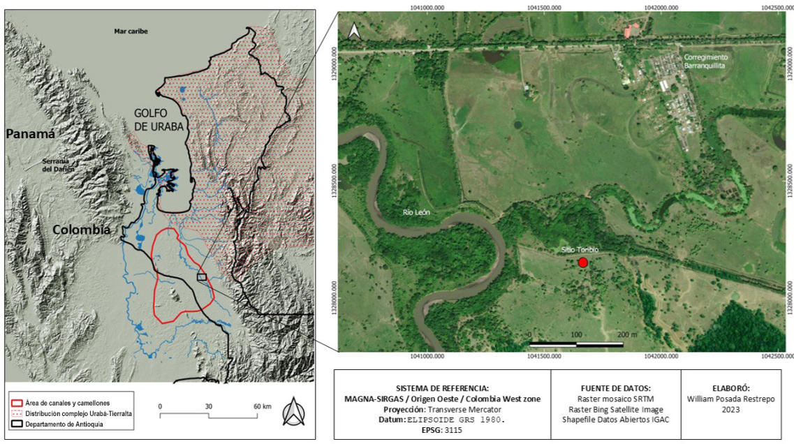 Localizaci�n del sitio Toribio en el contexto local y regional