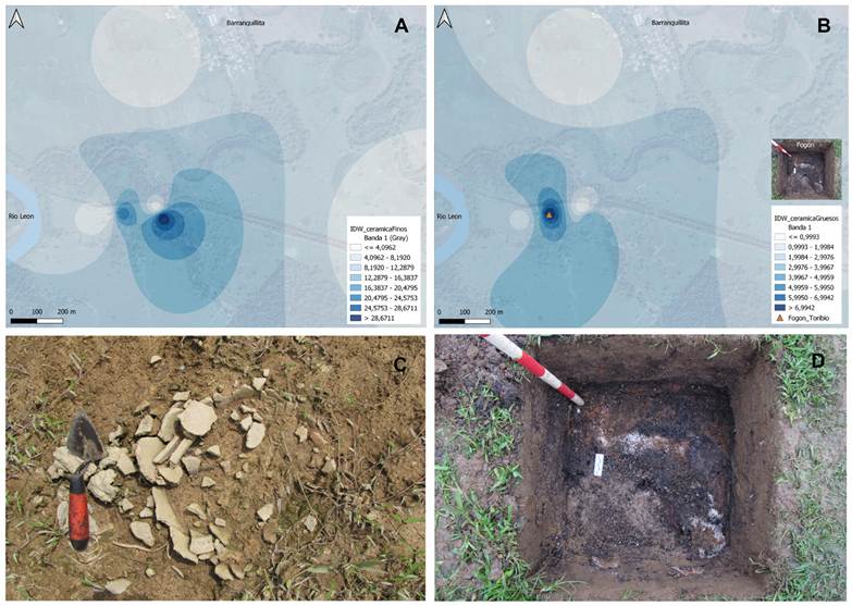 Distribuci�n espacial de los artefactos y el fog�n