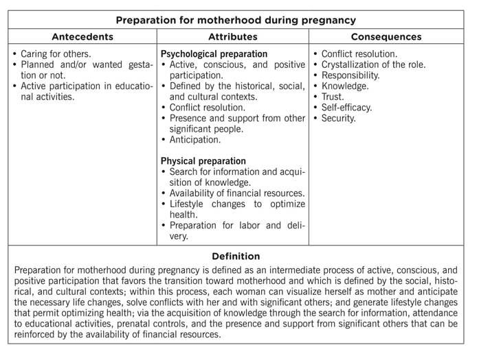 Conceptual model of the preparation for motherhood during pregnancy